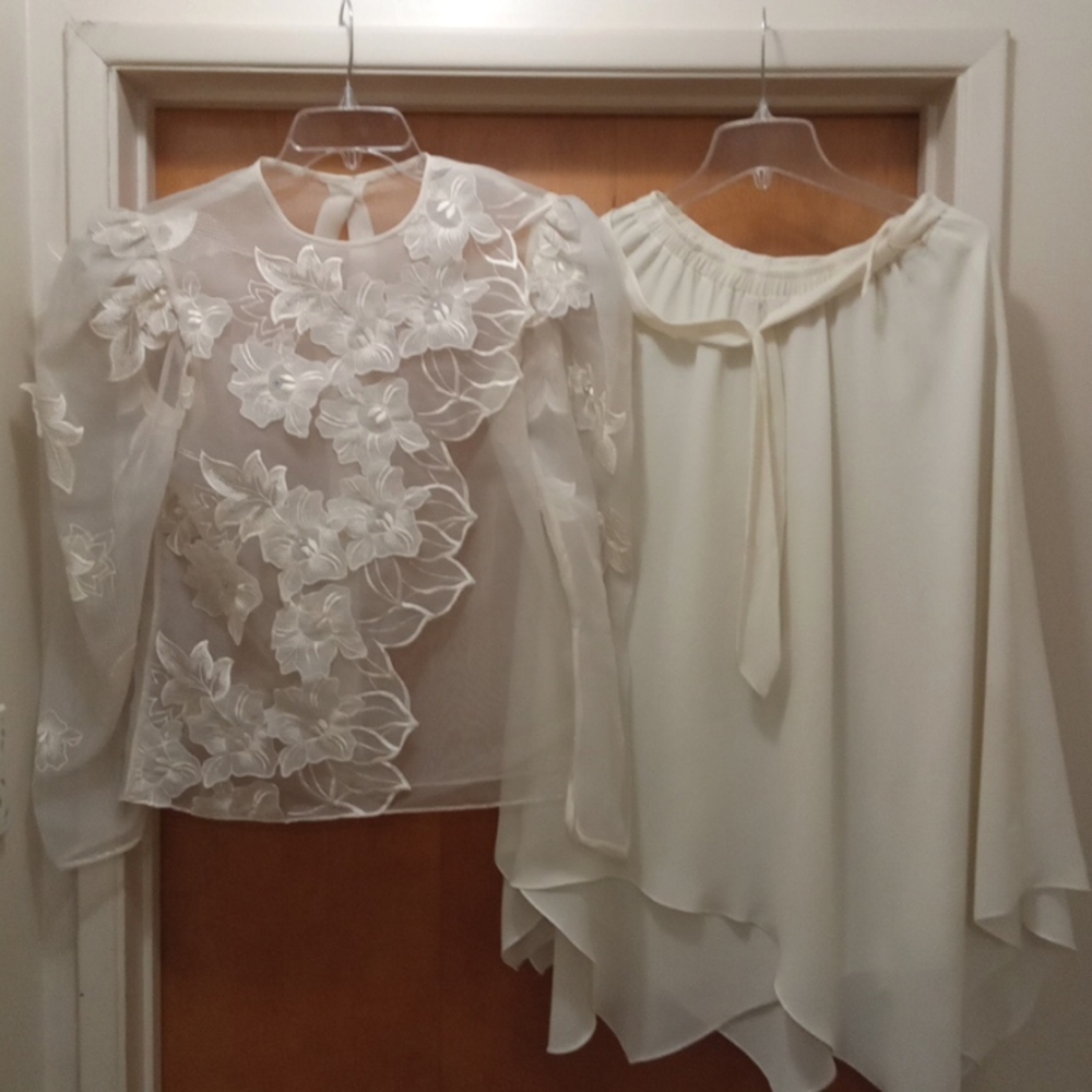 Dressy chiffon top and skirt, size 11-12